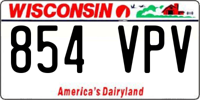 WI license plate 854VPV