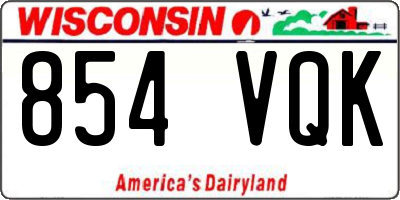 WI license plate 854VQK