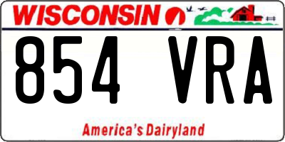 WI license plate 854VRA