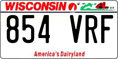WI license plate 854VRF