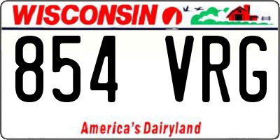 WI license plate 854VRG