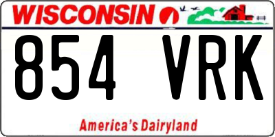 WI license plate 854VRK