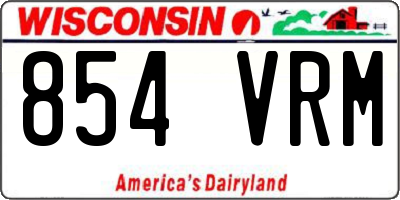 WI license plate 854VRM