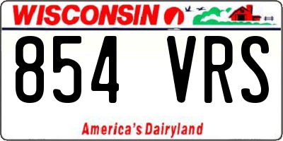 WI license plate 854VRS