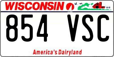 WI license plate 854VSC
