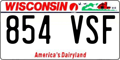 WI license plate 854VSF