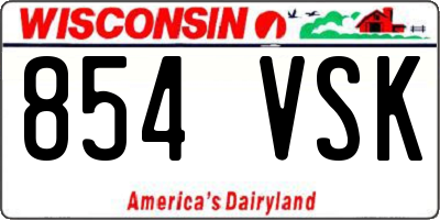 WI license plate 854VSK