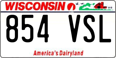 WI license plate 854VSL