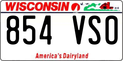 WI license plate 854VSO