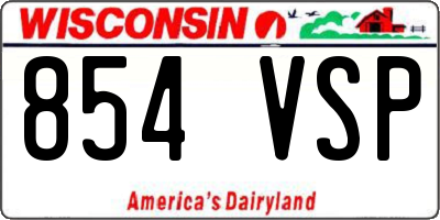 WI license plate 854VSP