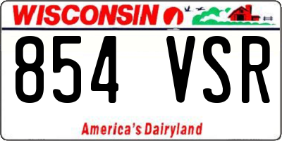 WI license plate 854VSR