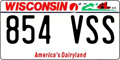 WI license plate 854VSS