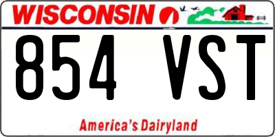 WI license plate 854VST