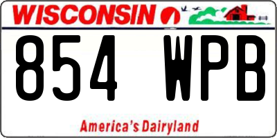 WI license plate 854WPB