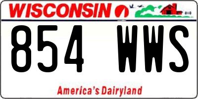 WI license plate 854WWS