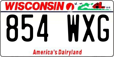WI license plate 854WXG