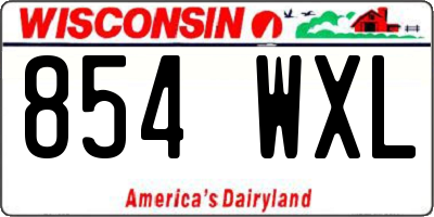WI license plate 854WXL