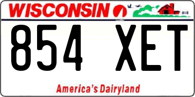 WI license plate 854XET