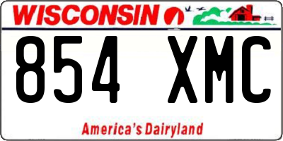 WI license plate 854XMC
