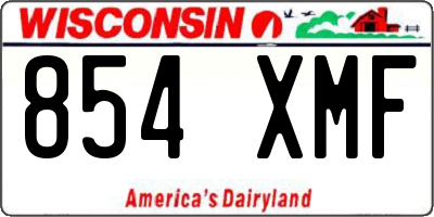 WI license plate 854XMF