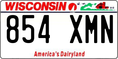 WI license plate 854XMN