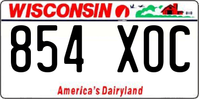 WI license plate 854XOC
