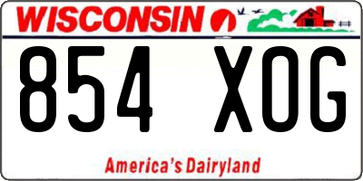 WI license plate 854XOG