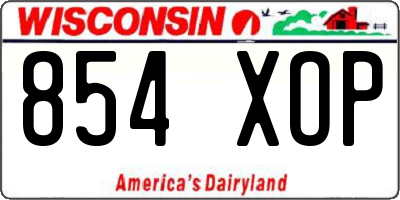 WI license plate 854XOP