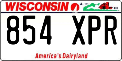 WI license plate 854XPR