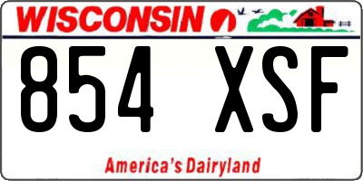 WI license plate 854XSF