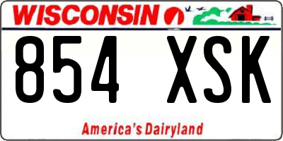 WI license plate 854XSK