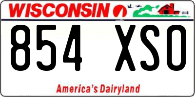 WI license plate 854XSO