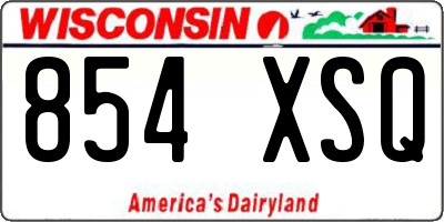 WI license plate 854XSQ