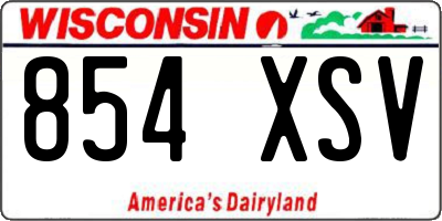 WI license plate 854XSV