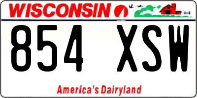 WI license plate 854XSW