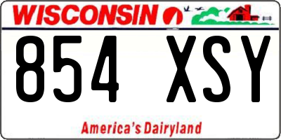WI license plate 854XSY