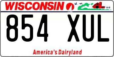 WI license plate 854XUL
