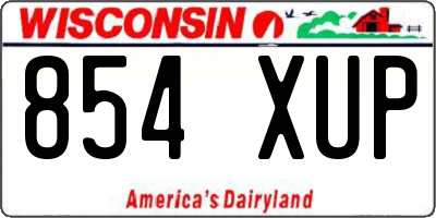 WI license plate 854XUP