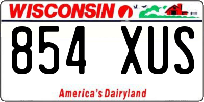WI license plate 854XUS