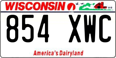 WI license plate 854XWC