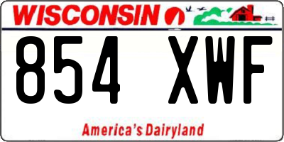 WI license plate 854XWF