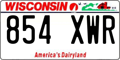 WI license plate 854XWR