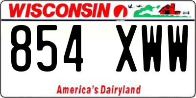 WI license plate 854XWW