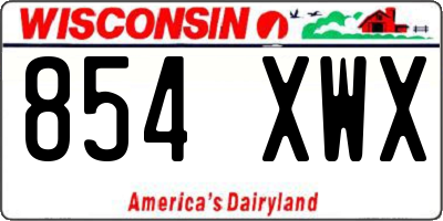 WI license plate 854XWX