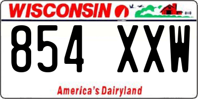 WI license plate 854XXW