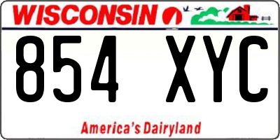 WI license plate 854XYC