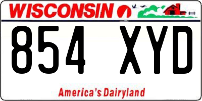 WI license plate 854XYD