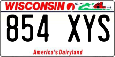 WI license plate 854XYS