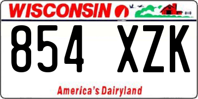 WI license plate 854XZK