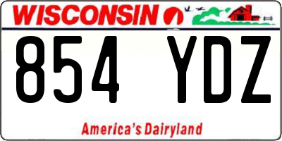 WI license plate 854YDZ